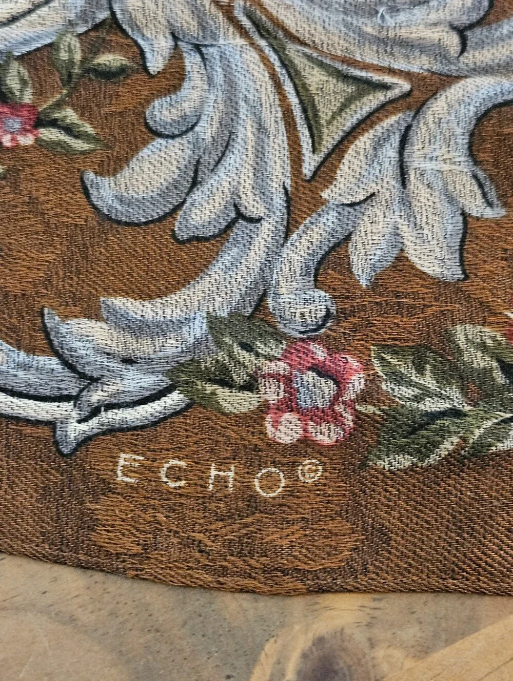 Echo 100% Wool Square Floral Scarf Made In Japan 34x34